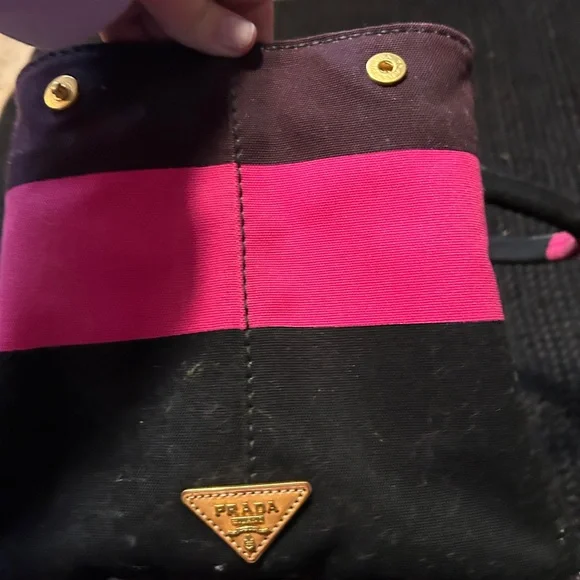Prada Black and Pink Tote Bag Canapa Large.  Rare and Beautiful - Picture 3 of 14